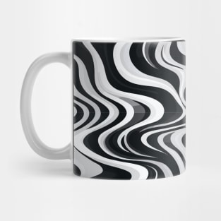 Monochrome Waves: Modern Abstract Ebb and Flow Mug